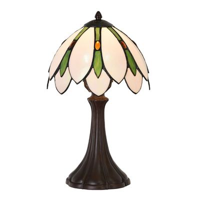 Clayre & Eef Tiffany Tischlampe Ø 25x42 cm Weiß Grün Glas