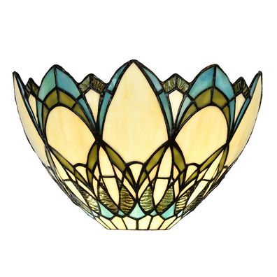 Clayre & Eef Wandleuchte Tiffany 30x15x18 cm Beige Blau Glas