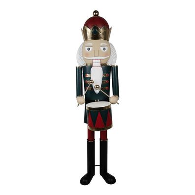 Clayre & Eef Weihnachtsdekorationsfigur Nussknacker 44x50x174 cm Grün Rot Metall