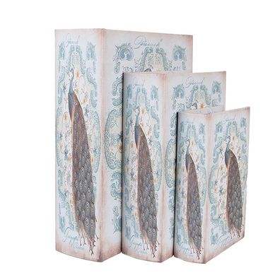 Clayre & Eef Aufbewahrungsbox 3er Set Bücher 27/22/17 cm Blau Holz