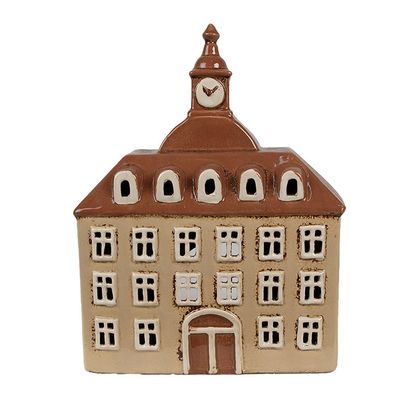 Clayre & Eef Teelichthalter Haus 20x10x26 cm Beige Braun Keramik (Gr. 20x10x26 cm)