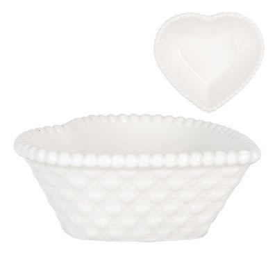 Clayre & Eef Schale 25 ml Weiß Keramik (Gr. 8x8x3 cm / 25 ml)