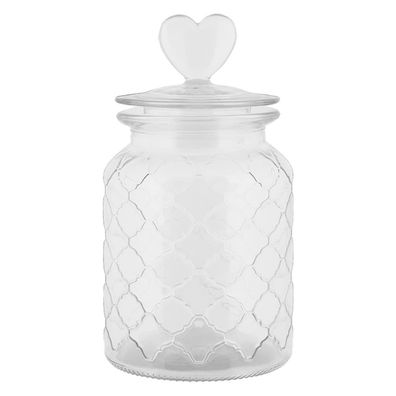 Clayre & Eef Vorratsglasdeckel Ø 11x20 cm Transparant Glas Herz (Gr. Ø 11x20 cm)
