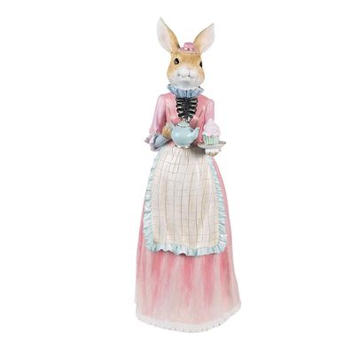 Clayre & Eef Dekorationsfigur Kaninchen 58 cm Beige Rosa Kunststoff (Gr. 22x20x58 cm)