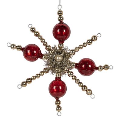 Clayre & Eef Weihnachtsanhänger 18x3x18 cm Rot Glas (Gr. 18x3x18 cm)