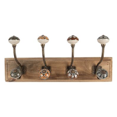 Clayre & Eef Wandhaken 4er Set 45x11x18 cm Braun Holz (Gr. 45x11x18 cm)