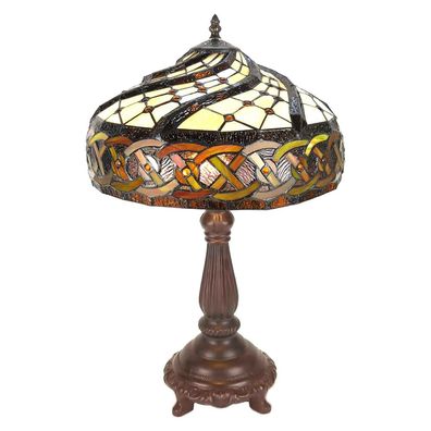 Clayre & Eef Tiffany Tischlampe Ø 34x58 cm Braun Polyresin