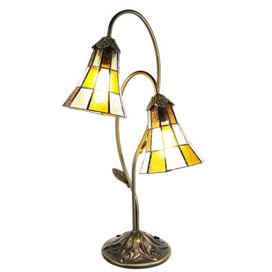 Clayre & Eef Tiffany Tischlampe 35x18x61 cm Beige Braun Kunststoff