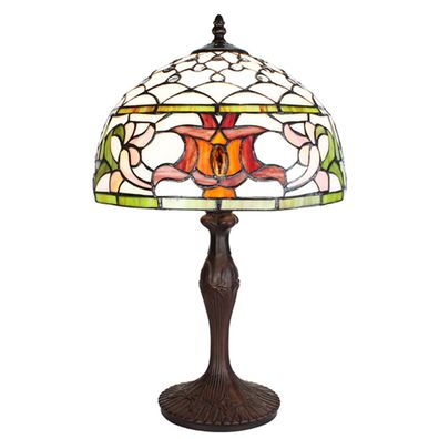 Clayre & Eef Tiffany Tischlampe Ø 30x49 cm Weiß Grün Glas
