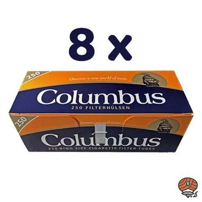 2.000 Columbus King Size Filterhülsen (8 Pack à 250 Stück)