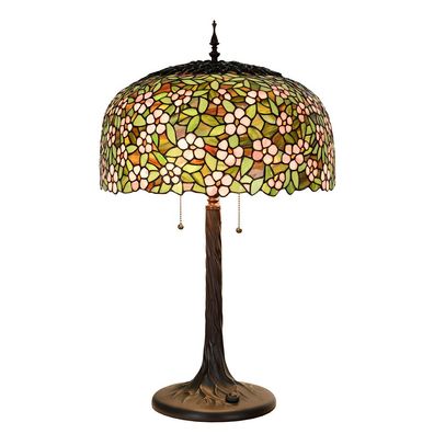 Clayre & Eef Tiffany Tischlampe Ø 46x72 cm Grün Rosa Glas