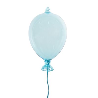 Clayre & Eef Deko-Anhänger Ballon Ø 7x14 cm Blau Glas (Gr. Ø 7x14 cm)