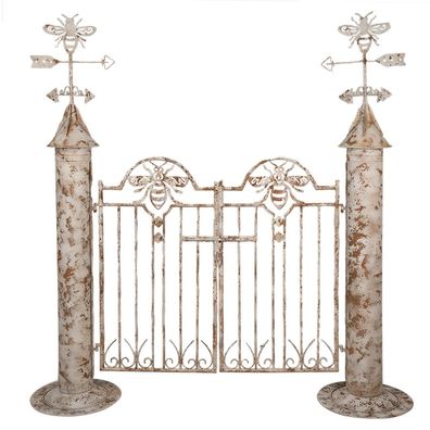 Clayre & Eef Gartentor 164x40x172 cm Weiß Braun Metall