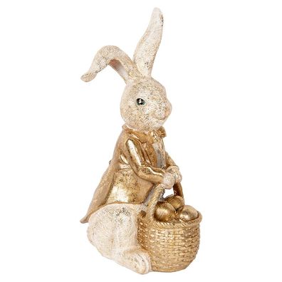 Clayre & Eef Dekorationsfigur Kaninchen 51 cm Beige Goldfarbig Kunststoff
