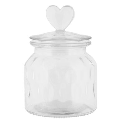 Clayre & Eef Vorratsglasdeckel Ø 11x16 cm Transparant Glas Herz (Gr. Ø 11x16 cm)