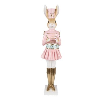 Clayre & Eef Dekorationsfigur Kaninchen 79 cm Beige Rosa Kunststoff (Gr. 19x23x79 cm)