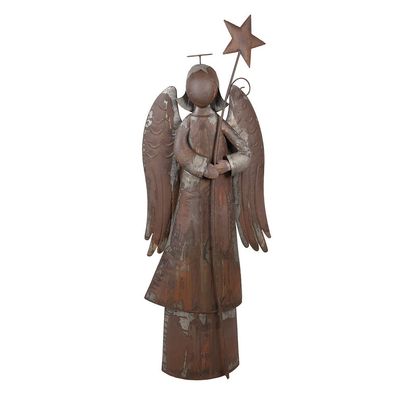 Clayre & Eef Weihnachtsdekorationsfigur Engel 48x18x133 cm Braun Metall