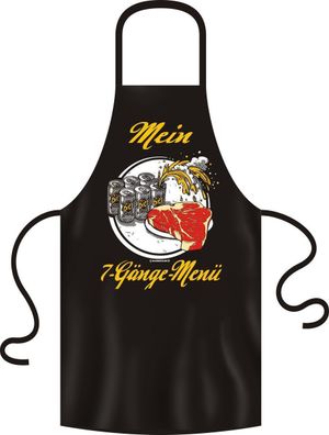 Grillschürze, Kochschürze, Küchenschürze, 7- Gänge Menue, Rahmenlos® 2968