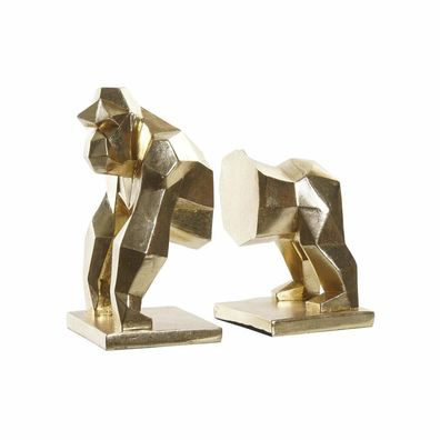 Bogstøtte DKD Home Decor Golden Harz Kolonial Gorilla (14 x 12,5 x 24 cm)