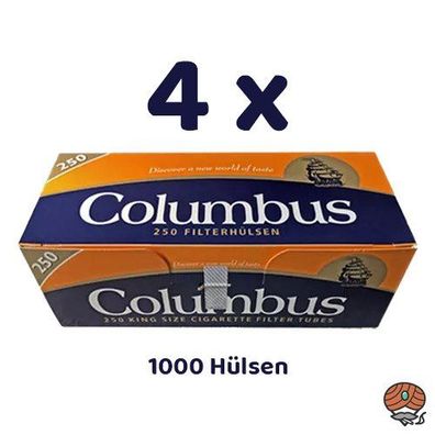 1.000 Columbus King Size Filterhülsen (4 Pack à 250 Stück)