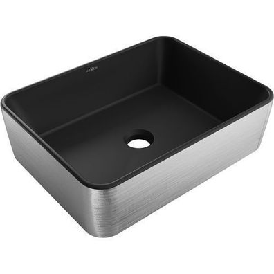 Mexen Catia Aufsatzwaschbecken 48x37cm Schwarz/Silber, Keramik, Matt