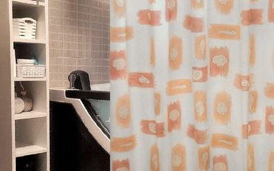 GetWet) Pastel Terra Vinyl Duschvorhang 180x200cm. Muschelnmotiv