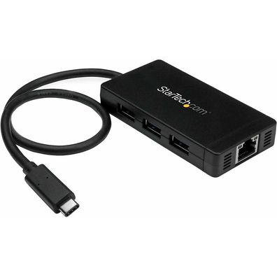 Startech. Com 3 Port Usb C Hub With Ethernet - Usb-C To 3x Usb-A W/ Power Adapter