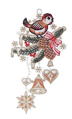 Plauener Spitze Fensterbild Weihnachten Weihnachtsdekoration Fenster Vogel 30 cm