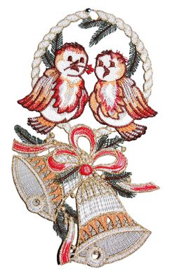 Fensterbild Weihnachten Plauener Spitze Fensterdekoration Spitzenbild Vögel 26cm