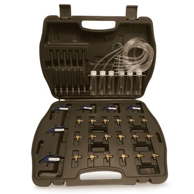 Rücklaufmengenmessgerät für Common Rail Injektoren mit 24 Adaptern