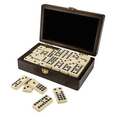 Domino - Doppel 9 - Walnussoptik - 55 Spielsteine