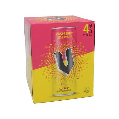V Raspberry Lemonade Guarana Energy Drink 4er Pack - Australian Import 4x250 ml