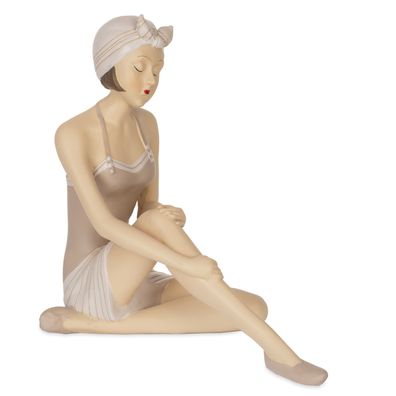 Dekofigur Retro Damenfigur im Badeanzug Beige 17,5 x 8 x 17 cm 0,37 kg - Vintage