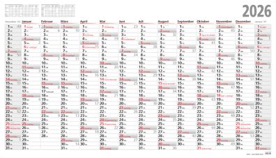 2026 ADINA Plakatkalender 139x79cm 13 Monate gerollt