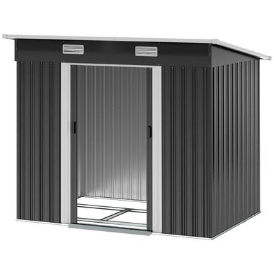 Gerätehaus Metall 2,3 m² 207 x 130 x 182 cm Geräteschuppen mit Pultdach Fenster