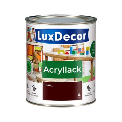 Acryllack 750ml Glanz Holzlack (04) Heiße Schokolade Spielzeug Metall Möbel Glanzänd
