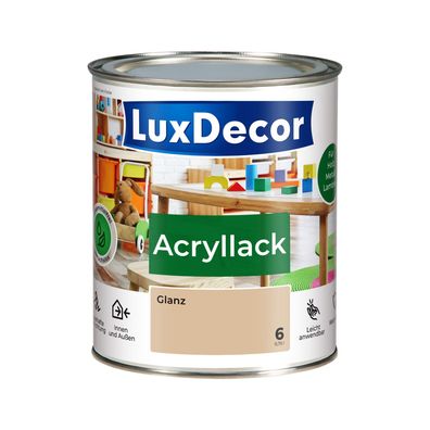 Acryllack 750ml Glanz Holzlack (06) Sandsturm Spielzeug Metall Möbel Glanzänd