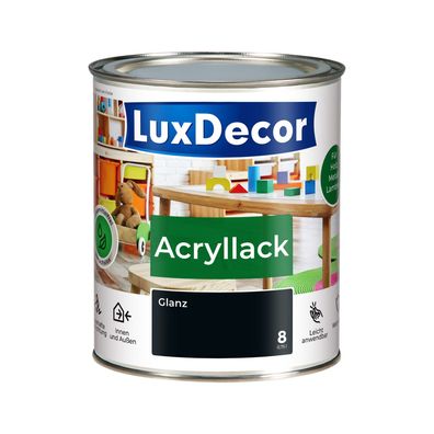 Acryllack 750ml Glanz Holzlack (08) Schwarzer Diamant Spielzeug Metall Möbel Glanzänd