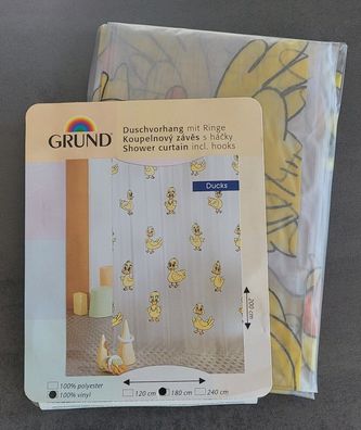 Ducks gelb/ yellow Vinyl Duschvorhang 180x200cm mit inkl. DV-Ringen