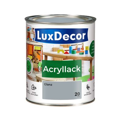 Acryllack 750ml Glanz Holzlack (20) Morgennebel Spielzeug Metall Möbel Glanzänd
