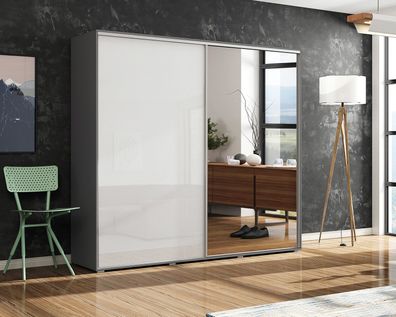 FurMeb24 Schiebetürenschrank A7 150×215/245×62 cm - mit Spiegel