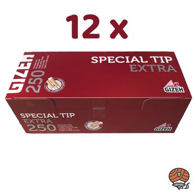 3000 x Gizeh Special Tip Extra Filterhülsen = 12 Pack à 250 Stück