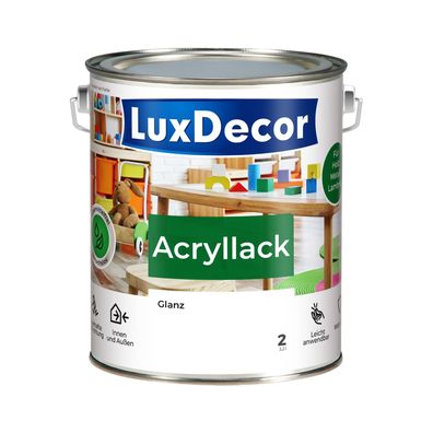 Acryllack 2,2L Glanz Holzlack (02) Weißer Kristall Spielzeug Metall Möbel Glanzänd