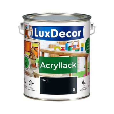 Acryllack 2,2L Glanz Holzlack (08) Schwarzer Diamant Spielzeug Metall Möbel Glanzänd