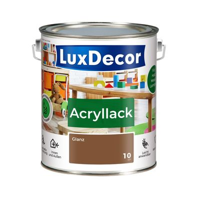 Acryllack 2,2L Glanz Holzlack (10) Haselnusswald Spielzeug Möbel Metall Glanzänd