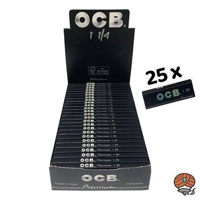 OCB Premium 1 1/4 kurzes Zigarettenpapier 25 Hefte à 50 Blatt