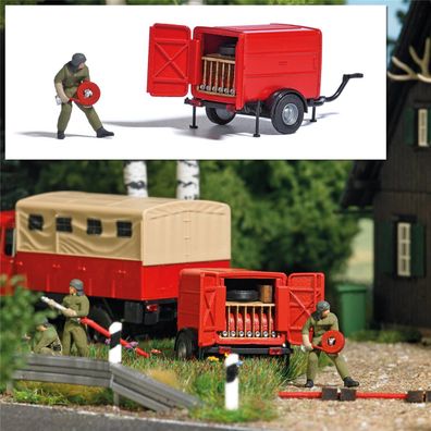 Busch H0 7961 Action Set: Schlauchtransportanhänger STA -NEU