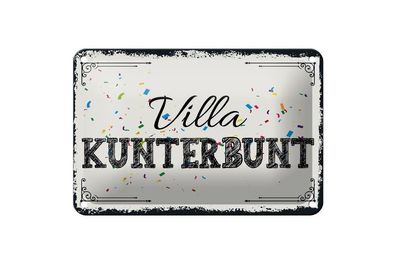 Blechschild Villa Kunterbunt, 4 verschied. Größen, Blechschilder Deko Spruch Haus
