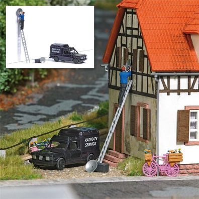 Busch H0 7982 Action Set: Sat-Schüssel ausrichten -NEU