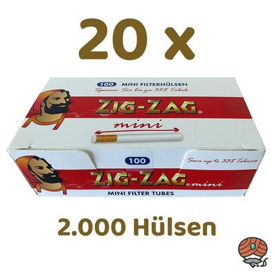 20x Zig-Zag Mini Filterhülsen / Zigarettenhülsen / Hülsen = 2000 Stück